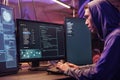 Hacker using ransomware to attack server Royalty Free Stock Photo