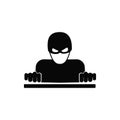 Hacker vector solid black icon. A symbol of Cybercrime. Password hacking and identity theft, software errors, viruses Royalty Free Stock Photo