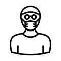Hacker Wearing mask Vector Icon which can easily modify or edit