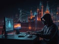 Hacker who is monitoring the internet network