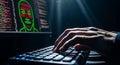 Hacker at Work Computer Code Revealed Cybercrime, Data Breach, and Technology Royalty Free Stock Photo