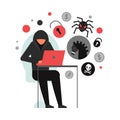 Hacker Work Pictograms Composition