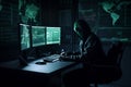 hacker working on computer, AI Generative Royalty Free Stock Photo
