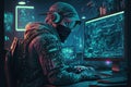 A hacker working  on computer,.internet security, network programming. Generative Ai Royalty Free Stock Photo