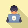 Hacker working icon flat vector. Online report