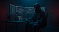 Anonymous Hacker Operating in a Dark Digital Environment Royalty Free Stock Photo
