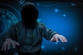 Hacker working on internet for cyber crime concept