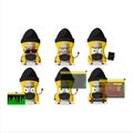 A Hacker yellow pencil sharpener character mascot with