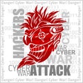 Hackers Attack - cyber war, sign on digital binary