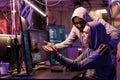 Hackers collaborating, breaching data Royalty Free Stock Photo