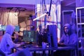 Hackers collaborating on coding virus Royalty Free Stock Photo