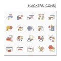 Hackers color icons set