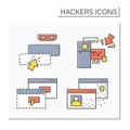 Hackers color icons set