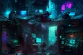 Hackers in the cyberpunk space (AI Generated)