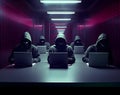 Hackers without face. Concept of hacker group, organization or association