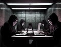 Hackers without face. Concept of hacker group, organization or association