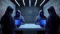 Hackers without face. Concept of hacker group, organization or association