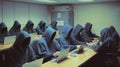 Hackers with hoodies. Hacker group, organization or association. AI generated