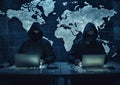 Hackers with hoodies. Hacker group, organization or association