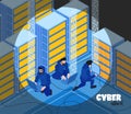 Hackers Isometric Background Composition