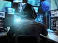 A hackers lair. The dark web world of a sophisticated hacker using all his tools to attack a network.