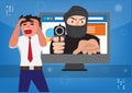 Hackers steal data and demand ransom by seizing information related to cybercrime applications. vector illustration