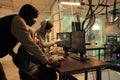 Hackers team hacking computer network system, programming malware Royalty Free Stock Photo