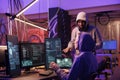 Hackers working together and coding Royalty Free Stock Photo