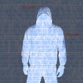 Hackey in Silhouette and Binary Codes Royalty Free Stock Photo