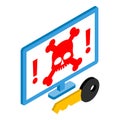 Hacking attack icon, isometric style Royalty Free Stock Photo