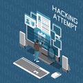 Hacking Attempt Isometric Composition Royalty Free Stock Photo