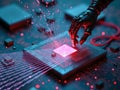 Hacking computer CPU, data cyber attack crime concept