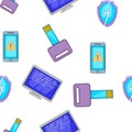 Hacking elements pattern, cartoon style Royalty Free Stock Photo