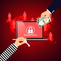 Hacking email adresses programs ransomware, red background Royalty Free Stock Photo