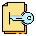 Hacking file encryption icon color outline vector Royalty Free Stock Photo