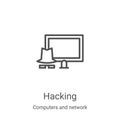 hacking icon vector from computers and network collection. Thin line hacking outline icon vector illustration. Linear symbol for Royalty Free Stock Photo