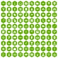 100 hacking icons hexagon green