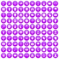 100 hacking icons set purple