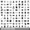 100 hacking icons set, simple style Royalty Free Stock Photo