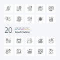 20 Hacking Line icon Pack like shield firewall loss antivirus folder Royalty Free Stock Photo