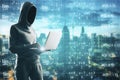 Hacking looking at formulas Royalty Free Stock Photo