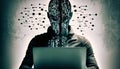 Hacking and malware concept. Hacker using abstract laptop with binary code digital interface. generative AI Royalty Free Stock Photo