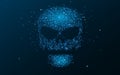 Hacking system. An abstract, luminous skull of blue color from a binary code. The data is under threat. Hi-tech and programming. V