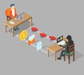Hacking user concept vector isometric illustration