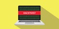 Hacktivist concept illustration with laptop comuputer and text banner on screen with flat style and long shadow Royalty Free Stock Photo