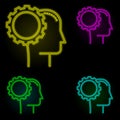 had, gear, settings icon neon color set icon. Simple thin line, outline  of business icons for ui and ux, website or mobile Royalty Free Stock Photo