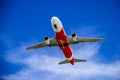 Had Mai Khao , Phuket , Thailand -Thai Airasia take off above the sand beach near Phuket Airport