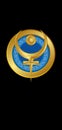 Hades dark underworld logo shield circle emblem gold