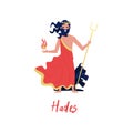 Hades Olympian Greek God, ancient Greece myths cartoon character vector Illustration on a white background