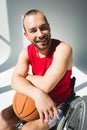 Hadicapped sportsman holding basketball Royalty Free Stock Photo